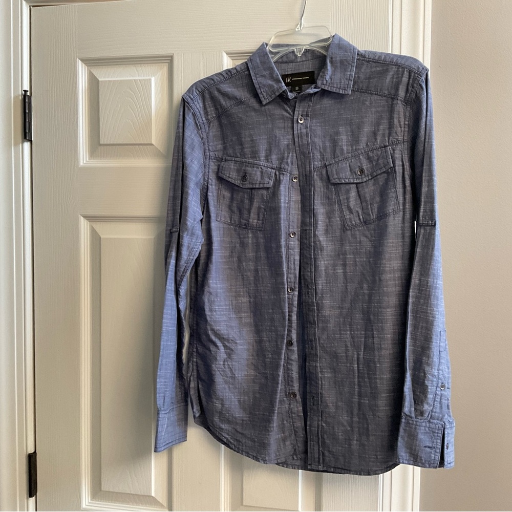 Never Worn! INC Blue Button-Up Shirt with pockets. SzS